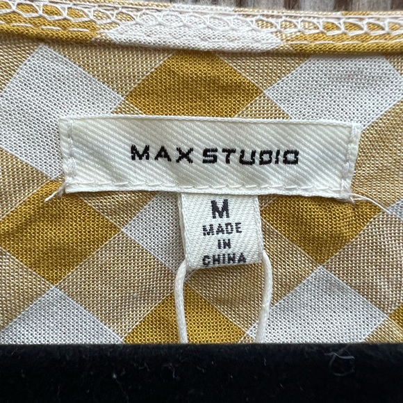 NWT MAX STUDIO Yellow Gingham Short Sleeve Pullover Top size Med - Picture 7 of 14